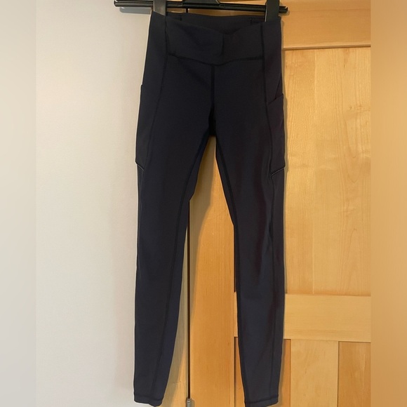 Lululemon Speed Tight IV Leggings Navy Blue Size 4 Luxtreme Back Zip Pocket 28” - Picture 1 of 6